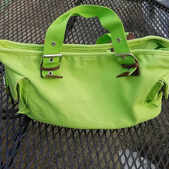 Coldwater Creek Lime Green Canvas Purse - Picture 2 of 8